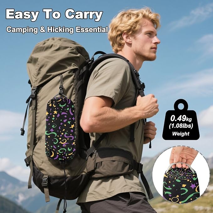 Hammocks for Outside Carnival Ribbon Camping Hammock Portable Hammocks with Tree Straps and Carry Bag Camping Accessories for Hiking Beach Outdoor