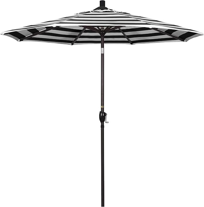 California Umbrella 7.5' Rd Pacific Trail Series Aluminum Patio Umbrella, Crank Lift, Push Button Tilt, Bronze Finish, Sunbrella Cabana Classic Fabric