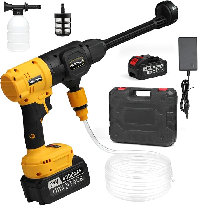Cordless Car Cleaner Tool Compatible with Makita 18V Battery with Rechargeable 4.0Ah Battery & 6-in-1 Nozzle for Car/Fence/Floor/Patio