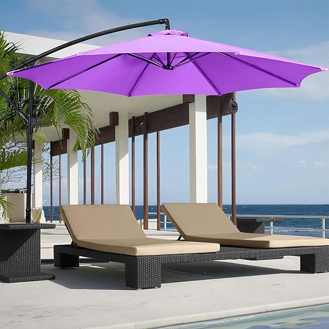 10ft Patio Umbrella Replacement Canopy 8 Ribs, Waterproof & Fade Resistant Market Umbrella Cover, Thickened Polyester Fabric for Backyard, Garden and Pool (Canopy Only) (Purple)