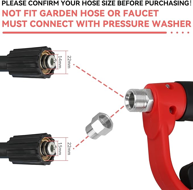 Durable Pressure Washer Gun with Replacement Wand, Power Washer Gun with 17 Inch 30 Degree Curved Extension Rod, 5 Spray Nozzle Tips, 47 Inch, 5000 PSI