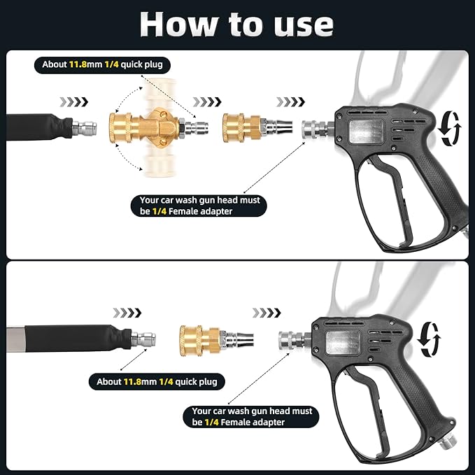 24" Upgraded Radiator Cleaning Wand with Two 1/4''Quick Coupler, Water and Air Dual-Use 4500 PSI Pressure Washer Tool Set for Car,Truck and Other Vehicles.