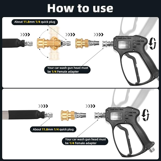 39" Upgraded Radiator Cleaning Wand with Two 1/4''Quick Coupler, Water and Air Dual-Use 4500 PSI Pressure Washer Tool Set for Car,Truck and Other Vehicles