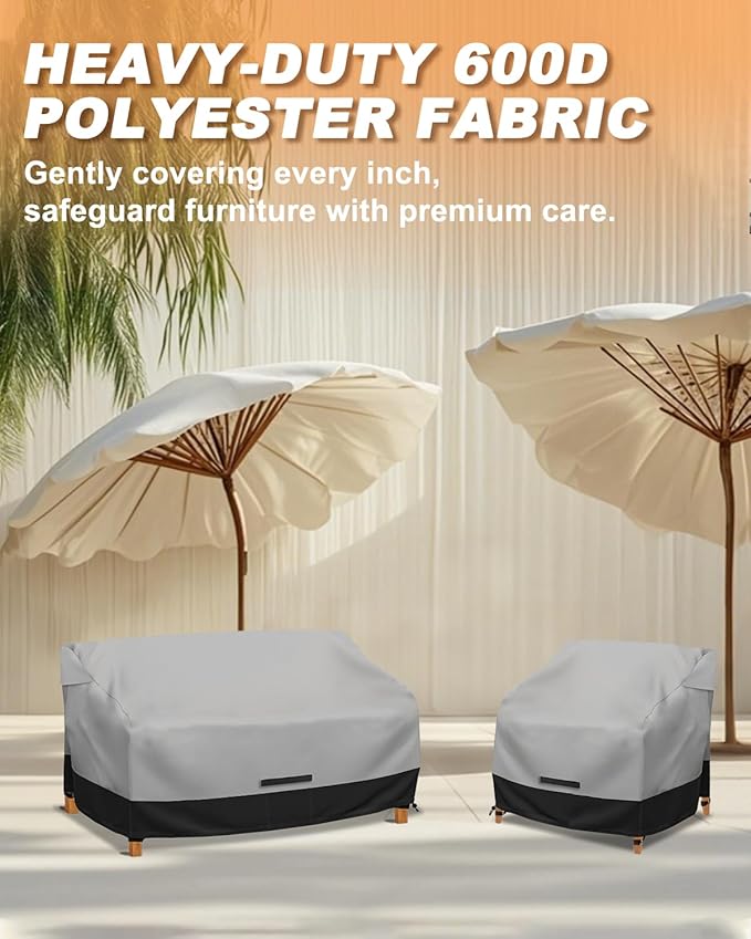 Shield Your Set With 600D Garden Furniture Covers, Keep Seating Fresh With Patio Furniture Covers Waterproof, Protect In Style Using Durable outdoor sofa cover, Size 54"Wx37"Dx35"H