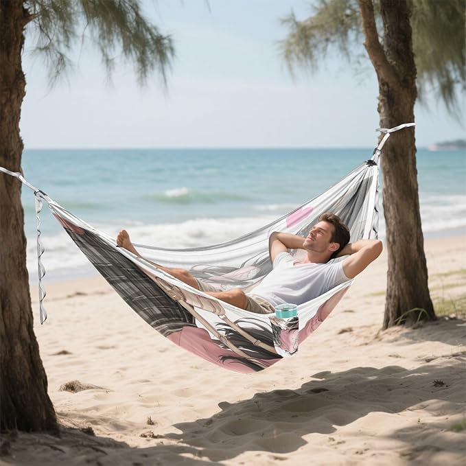 Anime Girl Selfie Hammocks with Tree Straps Swing Hammock for Outside Patio Garden