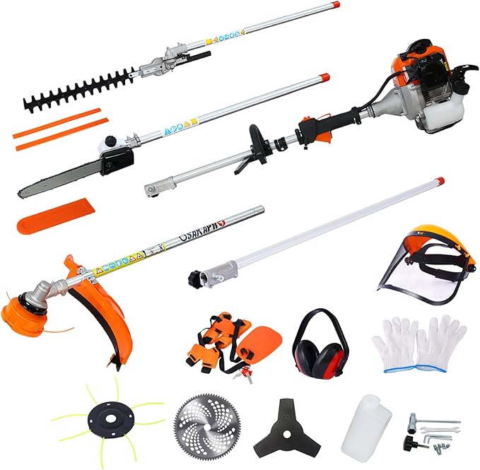 33cc 2-Cycle Gas Multi-Trimmer | 10-in-1 String Trimmer w/Rotatable 40” Pole Saw, Weed Eater Weed Wacker, Brush Cutter & Hedge Trimmer Gas for Lawn, Yard, Garden Care, All-in-one Garden Tool