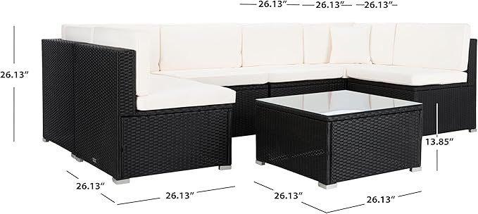 SAFAVIEH Outdoor Sectional Diona Black/White Outdoor Living Set
