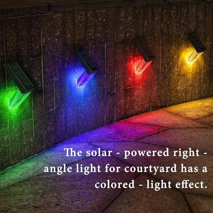 Solar Stair Lights IP65 Solar Step Light for Outdoor Stairs Waterproof for Rain Snow Lights for Patio Garden Porch Deck Front Step (Warm+RGB-4Pack)