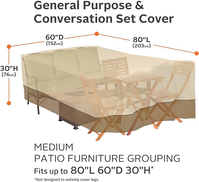 Classic Accessories Veranda Water-Resistant 80 Inch General Purpose Patio Furniture Cover, Outdoor Furniture Cover