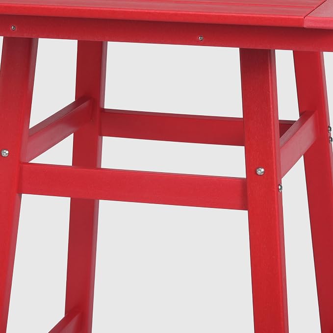 WestinTrends Malibu Square Outdoor Patio Counter High Bistro Bar Table with Umbrella Hole 37" Tall, Red