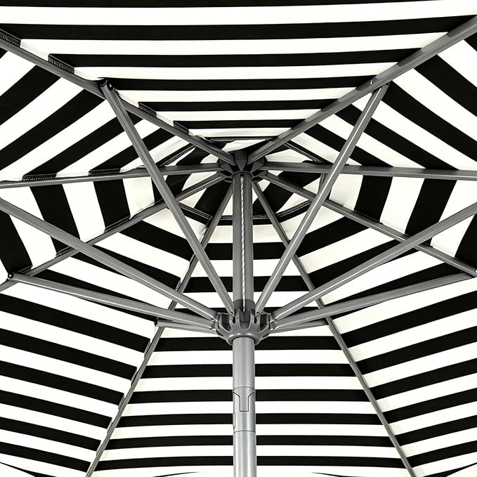 Tempera Patio Umbrellas Arc Edge Outdoor Table Market Umbrellas with Crank & Pust Button Tilt|Auto-Tilt, 8 Steel Ribs, High Color-Fastness Canopy