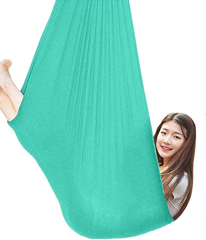 Sensory Swing for Kids Hanging Hammock Indoor Hammocks for Children Sensory Integration Outdoor Camping (1 Meter/1.5Meter) (Color : Green, Size : 150 x 280 cm (L x W).)