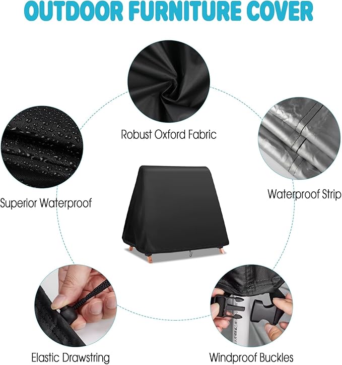 Outdoor Swing Cover,Waterproof Porch Swing' Covers,Patio A-Frame Protector for Glider Hammock,Windproof and Sun-Protect with Drawstring and Buckles(Custom Size)