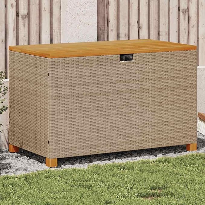 Garden Storage Box Beige and brown,Durable Garden Storage Box with Weatherproof Design for Outdoor Use Storage Boxes