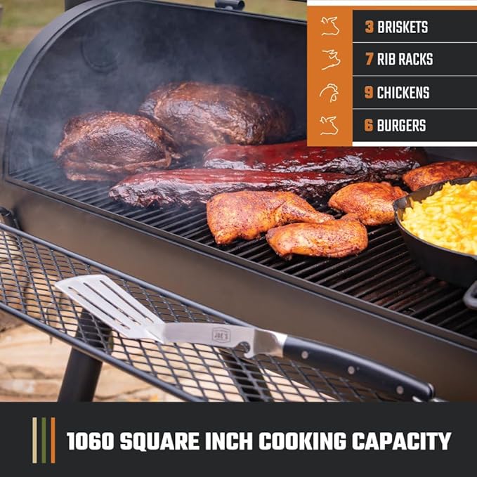 Oklahoma Joe's Longhorn Offset Charcoal Smoker and Grill with 1060 sq. in. Cooking Area in Black
