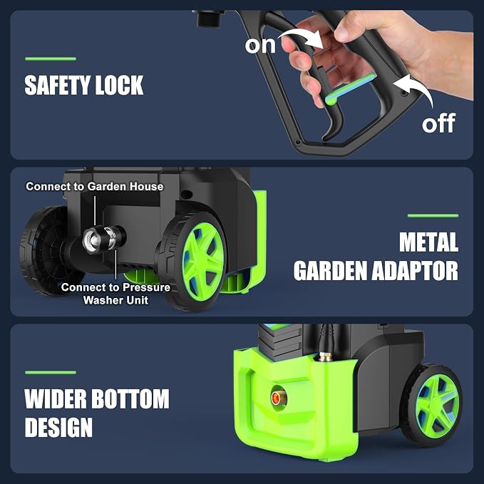 5000 PSI Professional Electric Pressure Washer,4.0 GPM Heavy Duty Power Washer with 4 Nozzles,Foam Cannon,33FT Hose and 500ml Soap Bottle for Home/Cars(Green)