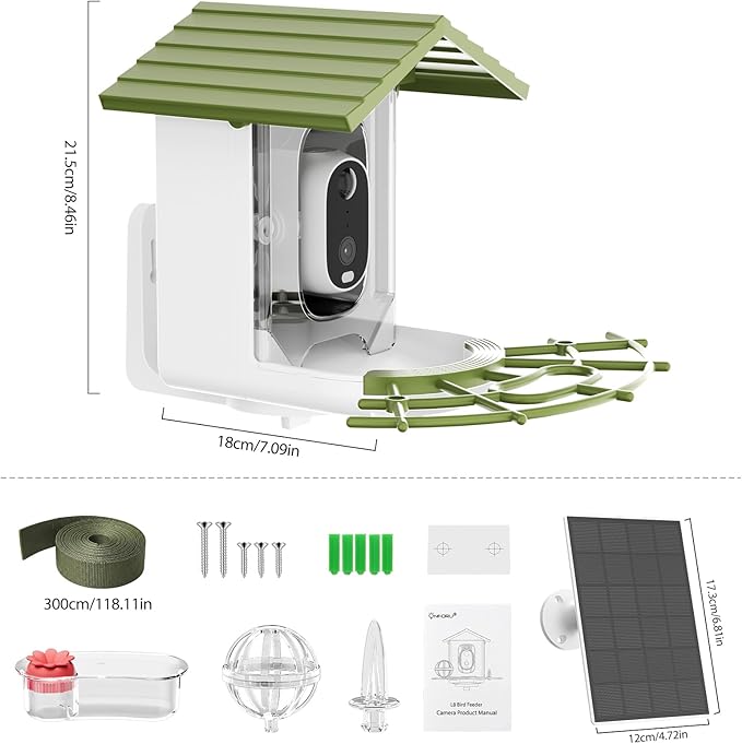 Onforu Smart Bird Feeder with Camera, 2.5K QHD Camera Birds Feeder Outdoor Solar Powered, AI Identification, Instant Notifications, 2.4GHz WiFi, 2-Way Audio & Night Vision, Gift for Bird Lovers