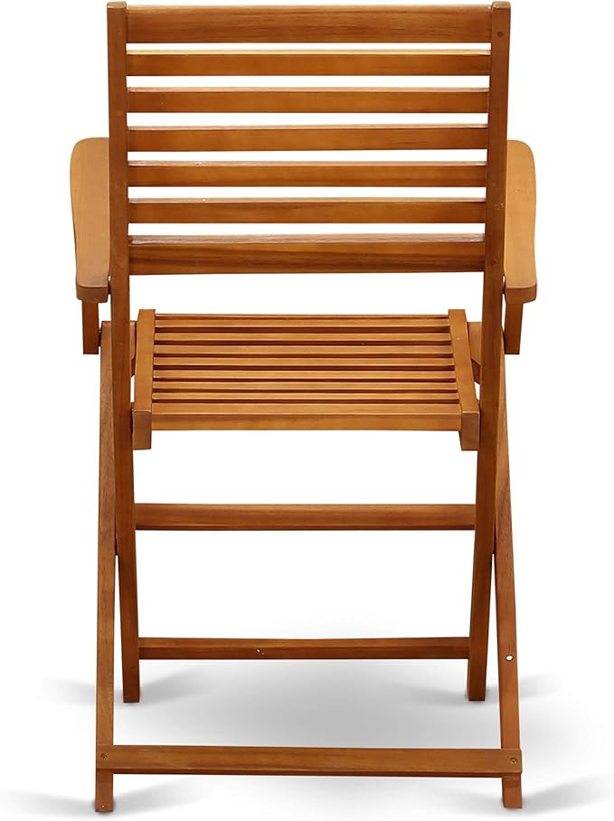 East West Furniture AEBS5CANA 5 Piece Patio Garden Table Set Includes a Rectangle Outdoor Acacia Wood Dining Table and 4 Folding Arm Chairs, 36x60 Inch, Natural Oil