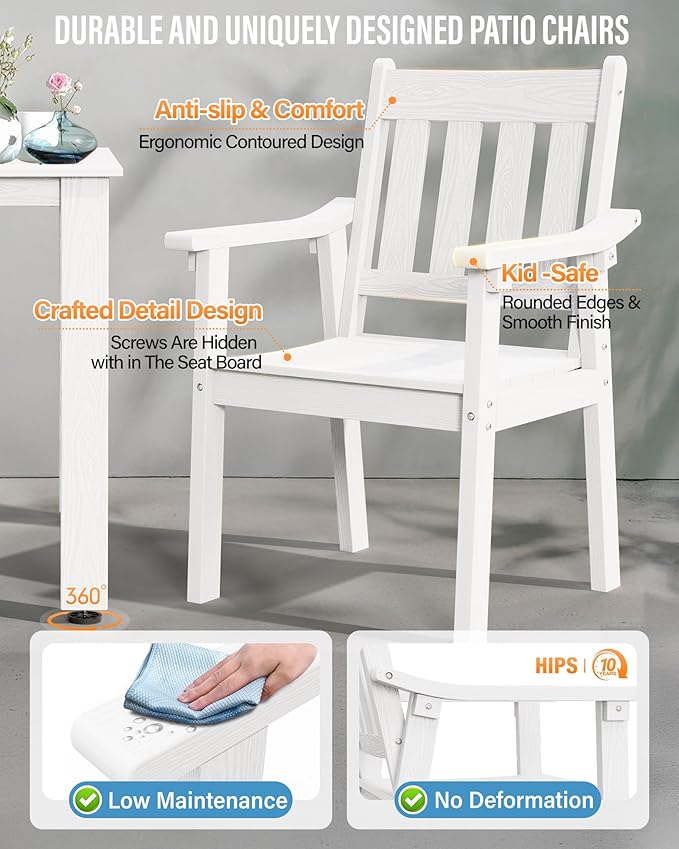 YEFU Outdoor Patio Dining Sets: All Weather 12 Piece Dining Table Set for 10 with Umbrella Hole & Aluminum Frame - Outdoor Furniture 2 Table and 10 Chairs for Outside Backyard/Porch/Deck White