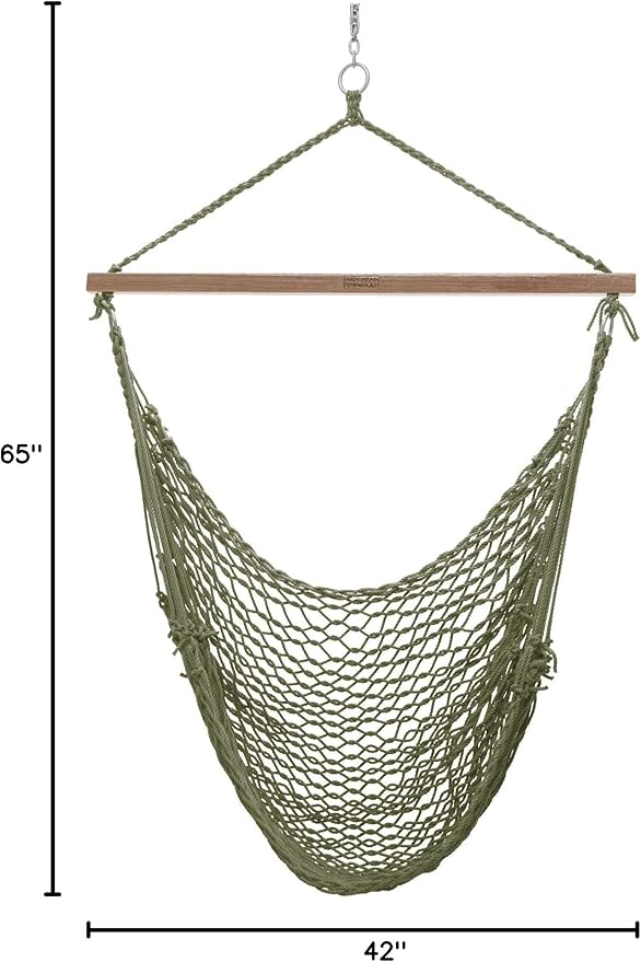 Nags Head Hammocks Meadow DuraCord Rope Sling Shot Swing – 42 in. W x 65 in. H, 250 lb Capacity, Cumaru Spreader Bar, Indoor & Outdoor Use, Free Hanging Hardware, Handcrafted in The USA