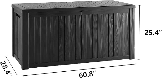 TARKARI 180 Gallon Outdoor Storage Box Waterproof, Resin Deck Boxes with Lockable Lid & UV-Resistant for Patio, Pool, Garden Furniture Cushions & Accessories, Black