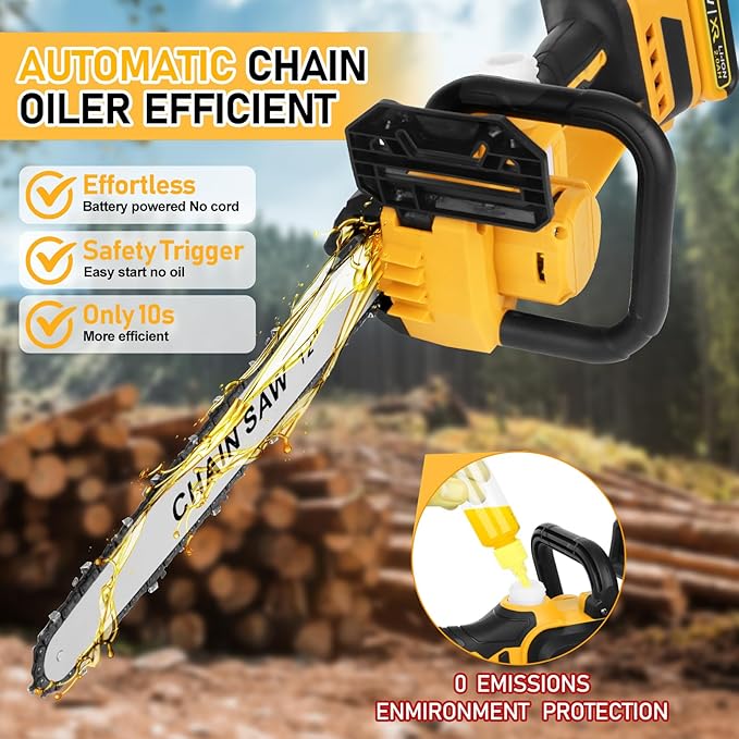Mini Chainsaw Cordless Compatible for Dewalt 20V Battery (Without Battery) 12 Inch Handheld Brushless Electric Chainsaw with Auto Oiler & Security Lock, for Wood, Trees Cutting (Tool Only)
