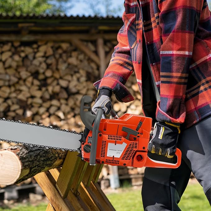 28Inch Gas Powered Chainsaw, 2-Stroke 71CC 3.9KW Handheld Cordless Gas Power Chain Saw with Air-cooled Petrol Saws Set for Wood Cutting, Garden Pruning, Forest Logging, 10000RPM