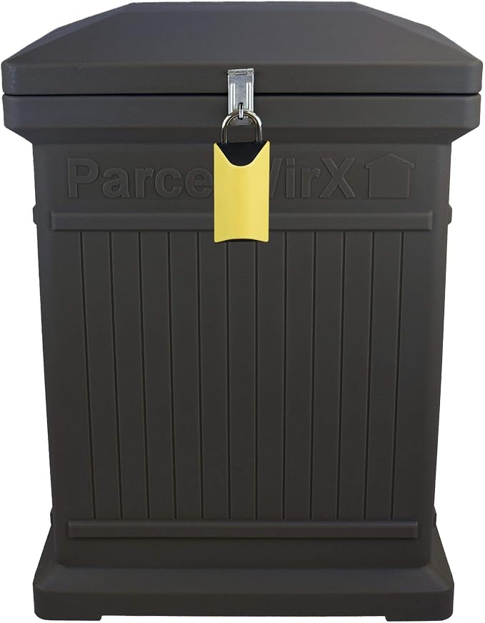 RTS Home Accents Parcelwirx Premium Vertical Storage Cabinet/Lockable Package Delivery Box with Hinged Lid and Smart Lock, Graphite
