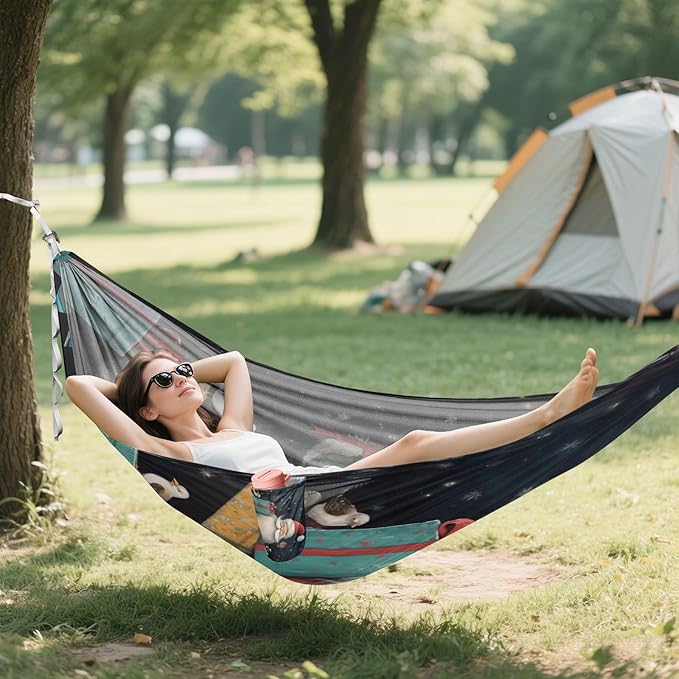 FRMG Christmas Santa Claus Hammock 500 lbs Capacity Portable Hammocks with Tree Straps & Attached Carry Bag, Camping Essentials Gear, 2010294a
