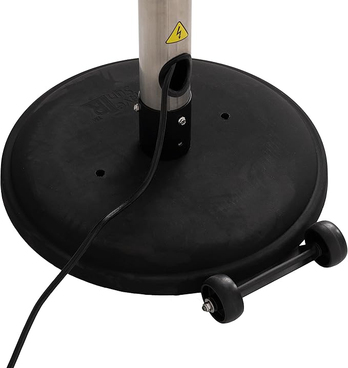 Fire Sense 02117 Telescoping Offset Pole Mounted Infrared Patio Heater With Wheels 1500 Watt Indoor Outdoor Powder Coated Steel Tip over Protection System Cover Included - Stainless Steel