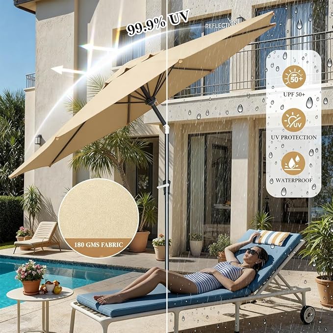 Cantilever Umbrella Replacement Canopy 7.5ft/9ft/10ft/11ft 6/8 Ribs, Fade Resistant Outdoor Offset Patio Umbrella Fabric Cover, Waterproof Shade Top for Deck