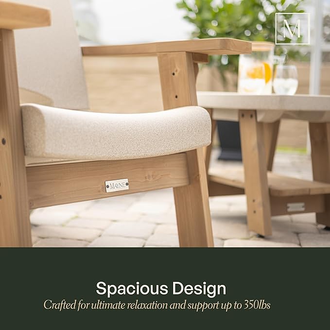 Mayne Mesa Outdoor Patio Conversation Set – Modern Adirondack-Style Chairs with Wood-Tone Arms and Matching Side Table – Weather-Resistant Furniture