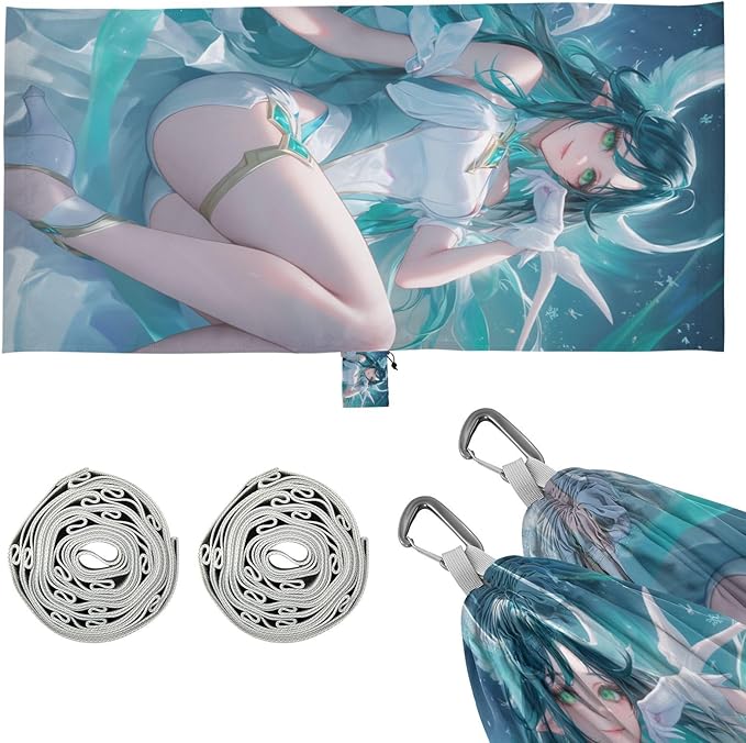 Anime Fairy Outdoor Hammock with Hanging Rope Rope Hammock for Indoor Outdoor Patio