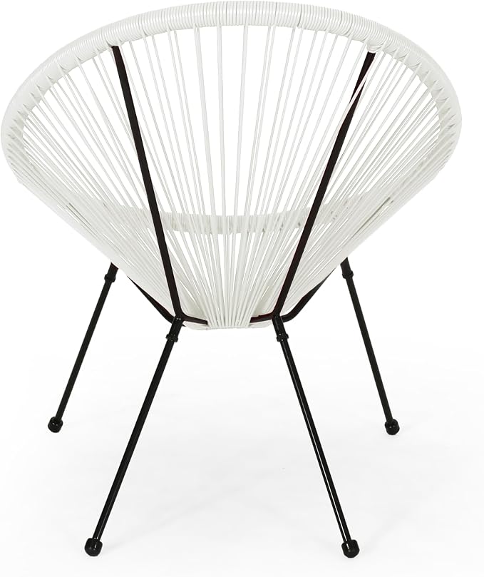 Christopher Knight Home Outdoor Hammock Weave Chair with Steel Frame (Set of 2) - White and Black Finish