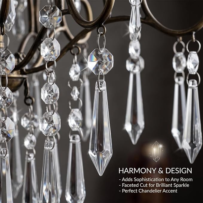 Premium Clear Crystal Glass Drops 3.1" -Multi Purpose Bluk Crystal Beads Hanging Prisms for Holiday Party/Home/Window Decoration/Chandelier Replacement Parts (L-16pcs)