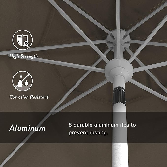 California Umbrella 7.5' Rd. Aluminum Patio Umbrella, Crank Lift, Collar Tilt, White