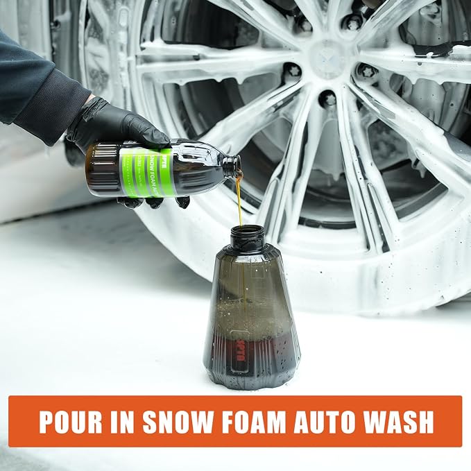 SPTA Foam Cannon (Thicker Snow Foam Technology) with 1/4 Inch Quick Connector for Pressure Washer (Wide Mouth), 34 Oz Bottle (1/4" Quick Connector) with Adjustable Thick Foam+16Oz Car Wash Soap