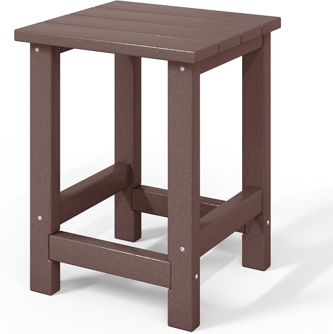 WestinTrends Malibu Kids Outdoor Patio Furniture HDPE Adirondack Square Side Table, Dark Brown