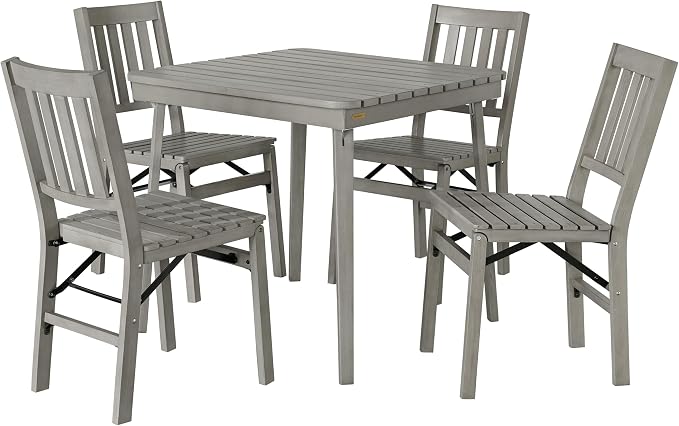 Stakmore Outdoor Wood Folding Table, Gray Finish – No Assembly Required, Space-Saving Design