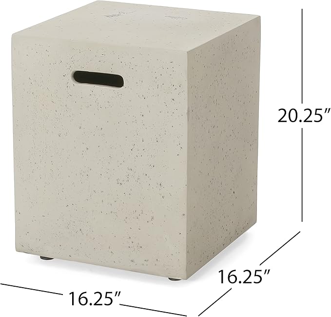 Aidan Outdoor Tank Holder Side Table - Lightweight Concrete - Light Gray