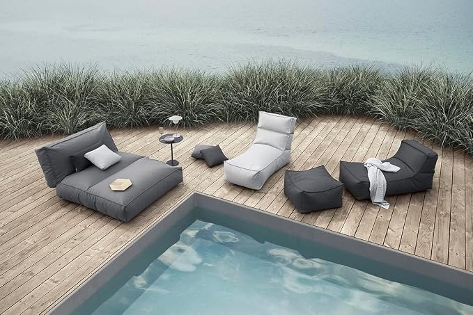 Blomus Stay Outdoor Side Table, Wide 50x35cm / 19.7x13.8in, Magnet (Charcoal)