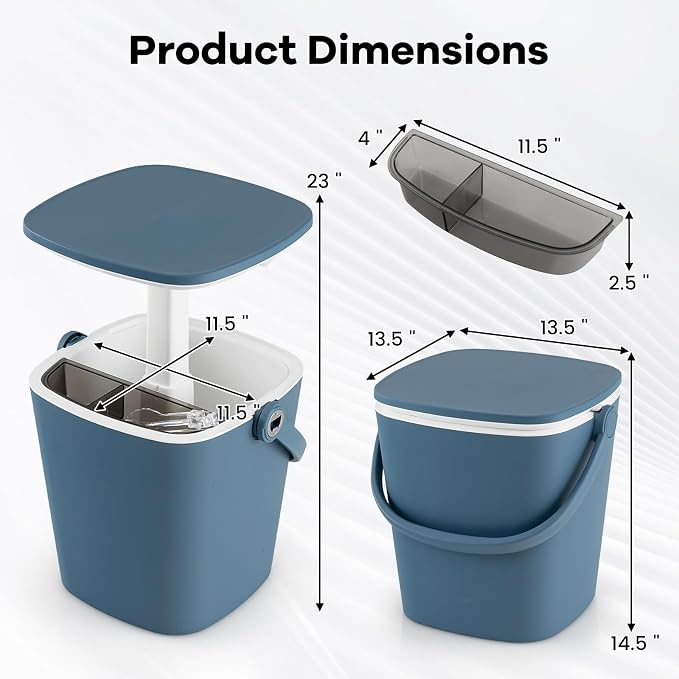 Moccha Outdoor Side Table Cooler - 4 Gallon Cooler Side Table w/Handle, Bottle Opener & Lift Top Lid, 3-in-1 Ice Bucket for Beer & Wine Storage, Cocktail Patio Bar Table for Beach Pool Picnic