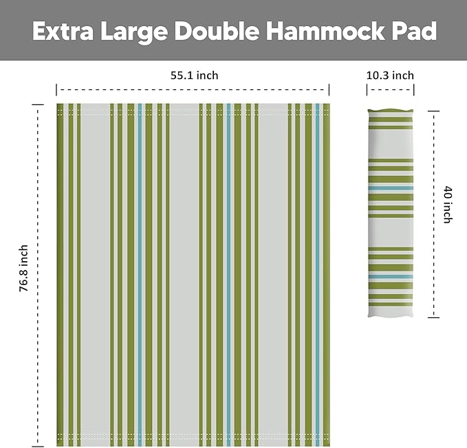 SUNCREAT Outdoor Portable Hammock Pad, 2 Person Polyester Hammock Pad, Green