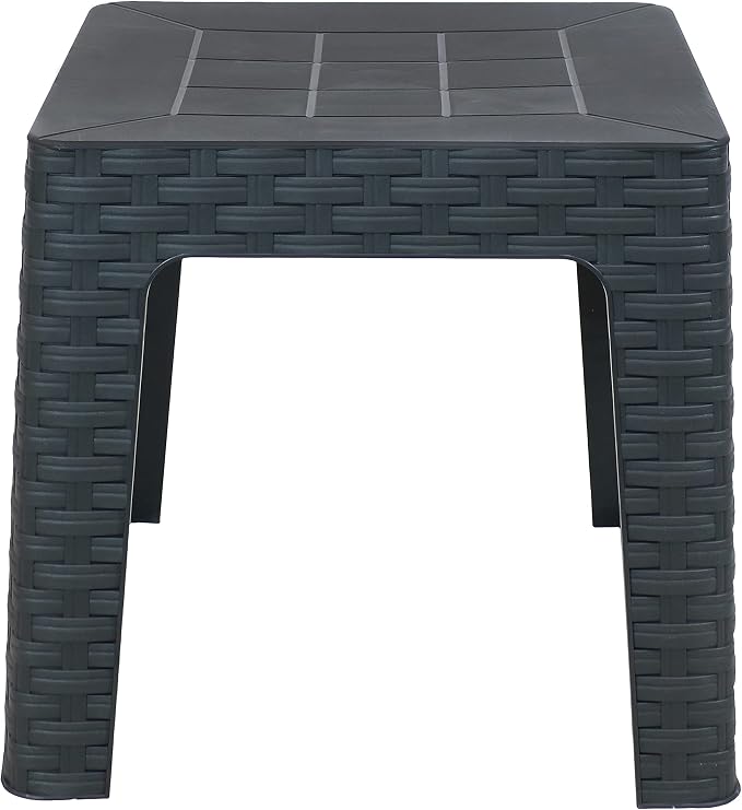 Sunnydaze Adirondack Small Outdoor Side Table for Balcony Essentials - Plastic Square End Table for Outside Patio - Gray