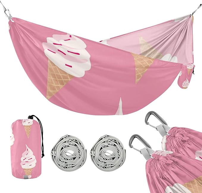 Yummy Ice Cream Peach 330lb Capacity Hammocks with Portabl Carry Bag Hanging Hammock for Camping Travel Accessories hamacas para adultos