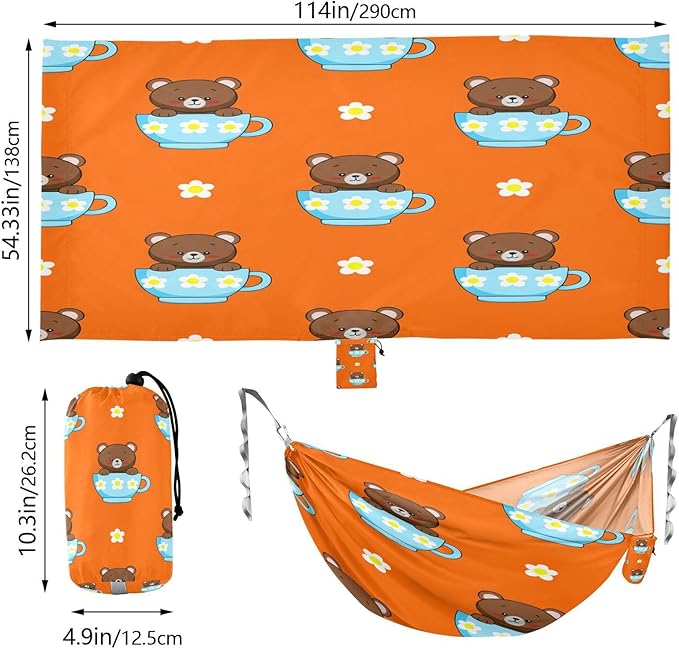 Hammocks for Outside Brown Animals Camping Hammock Portable Hammocks with Tree Straps and Carry Bag Camping Accessories for Hiking Beach Outdoor