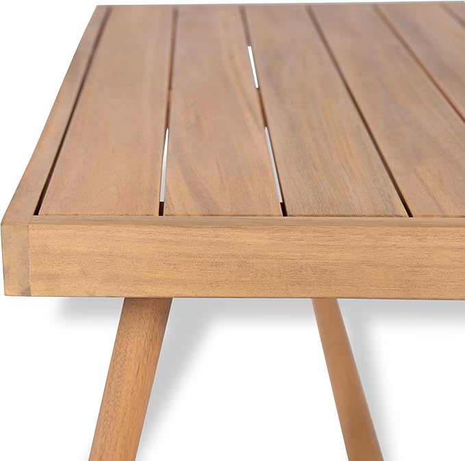 Christopher Knight Home Jorine Patio Chat Set, Acacia Wood Accent Chair, Slat Panel Coffee Table, Sectional L Shaped Sofa, Loveseat and Lounge Chair, Outdoor Conversation Set for Yard, Teak+Beige