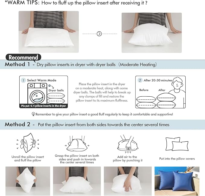 MIULEE 16x16 Inch Outdoor Pillow Inserts, Pack of 4 Waterproof Pillows | Decorative Throw Pillows, Garden Pillow Form for Patio Sofa Couch