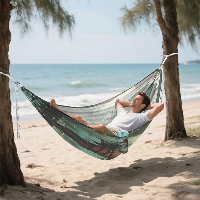 Green - Haired Demon Girl Art Outdoor Hammocks Foldable Swing Hammock for Camping & Hiking Essential