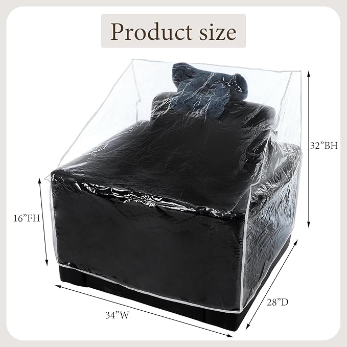 Woanger 8 Packs Plastic Patio Chair Cover Outdoor Furniture Waterproof Dust Proof Dining Couch Armchair Cover 34 x 28 x 32 PVC Heavy Duty Sofa Slipcover for Moving Storage Away from Pet Paws Claws